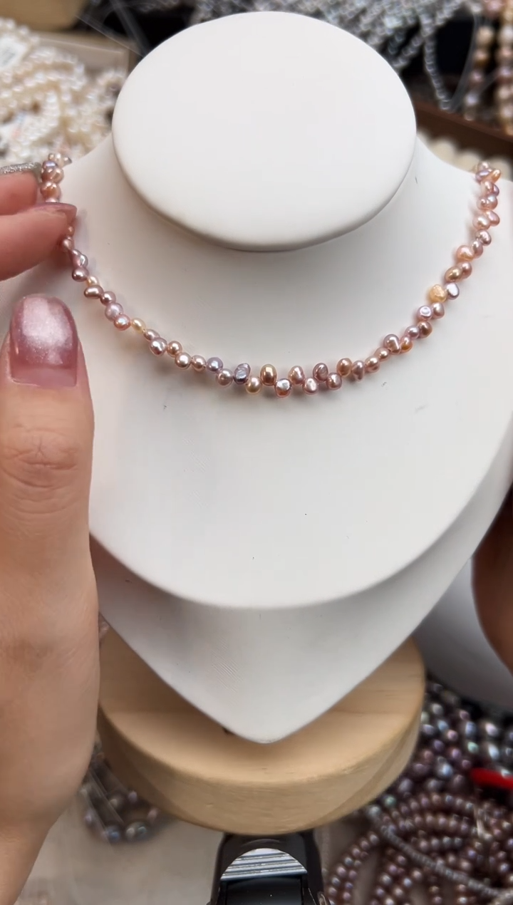 未镶嵌福利淡水珍珠无核*强光珍珠项链（糖果粉）多样性发一（花瓣）