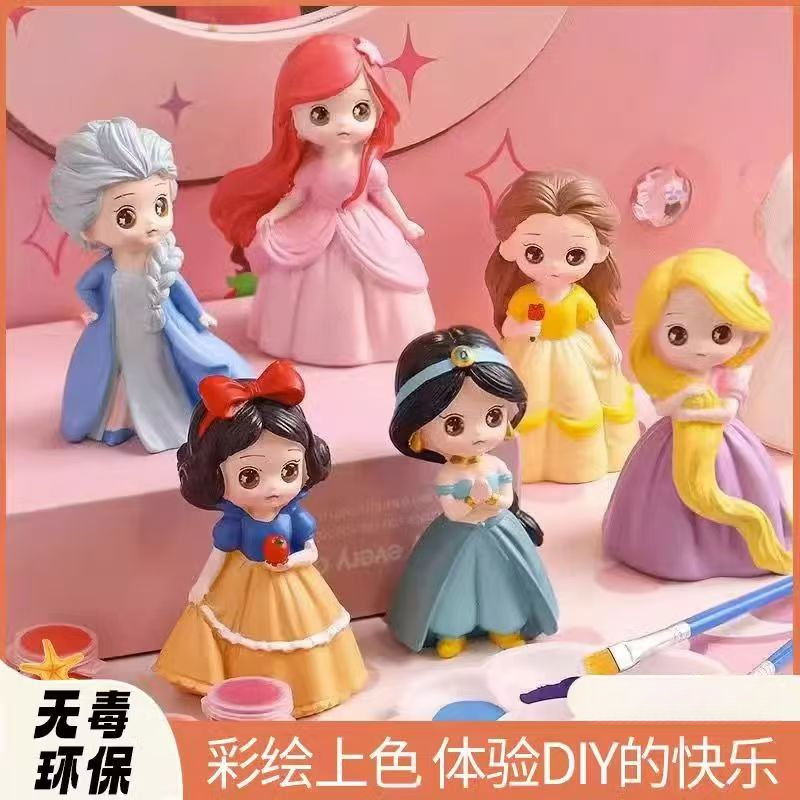 （立体）爱莎公主石膏娃娃涂色儿童玩具手工涂鸦DIY玩具彩色图绘diy