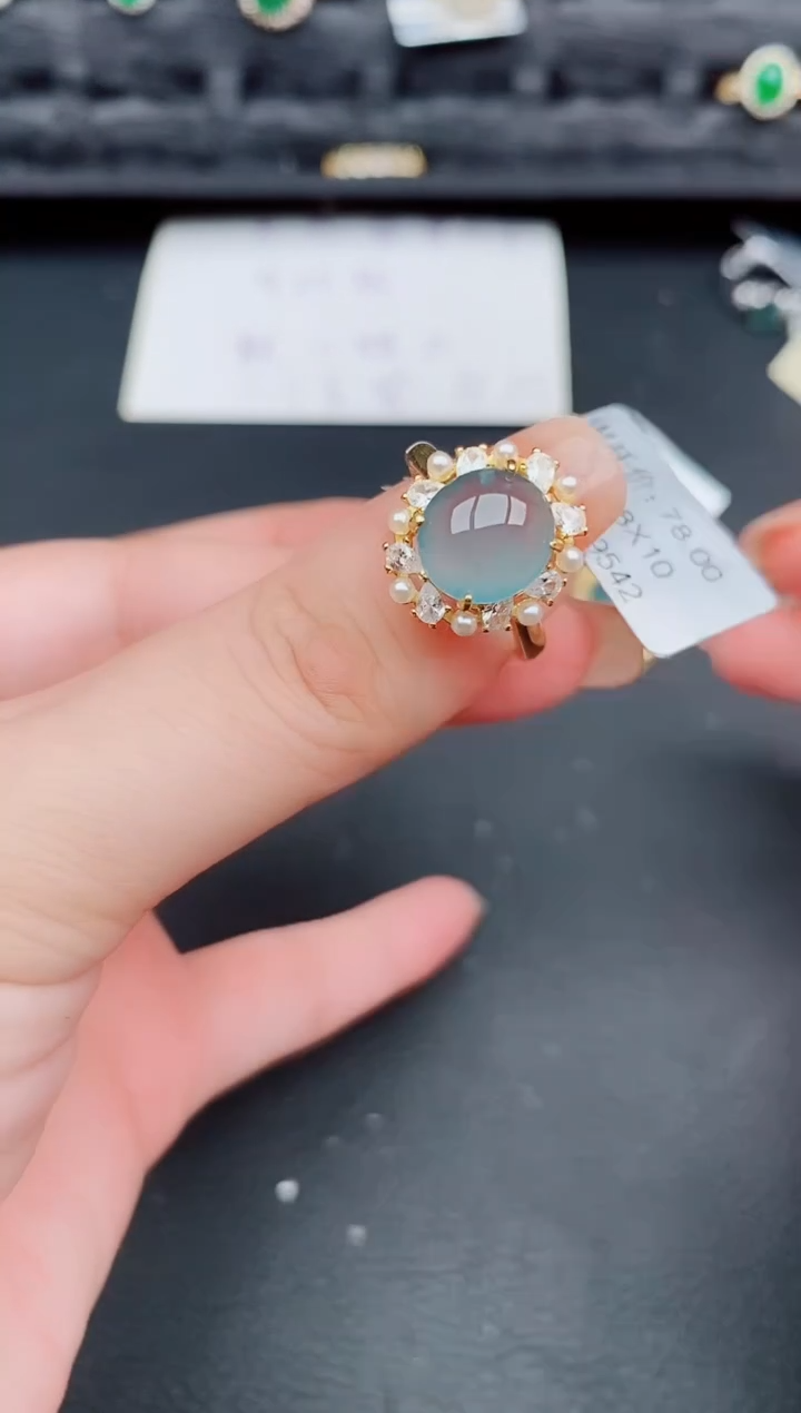 翡翠戒指银S925镶嵌天然a货翡翠324