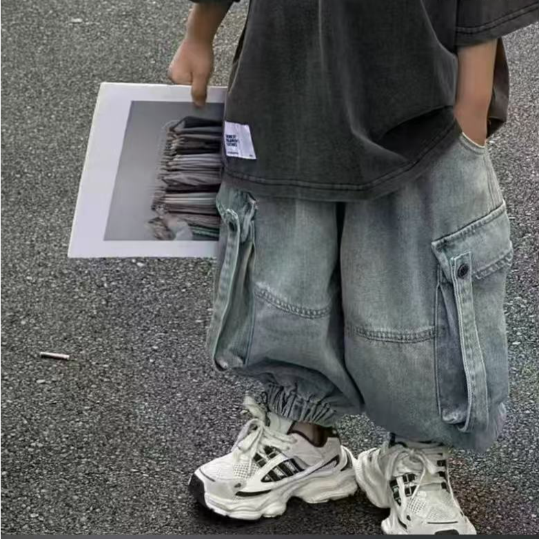 【7210小童】2025年儿童春秋款潮流时潮流嘻哈范牛仔裤