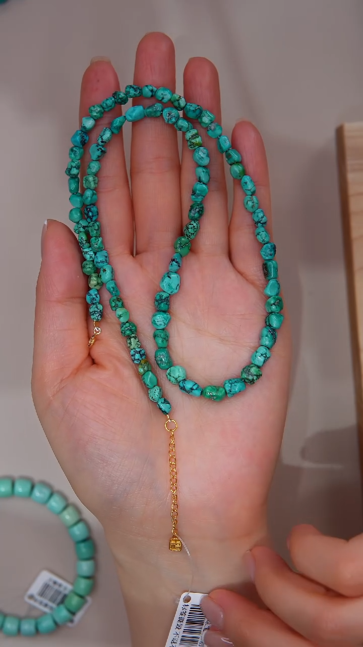 【闪购商品】绿松石项链银S925镀金镶嵌多样性发货