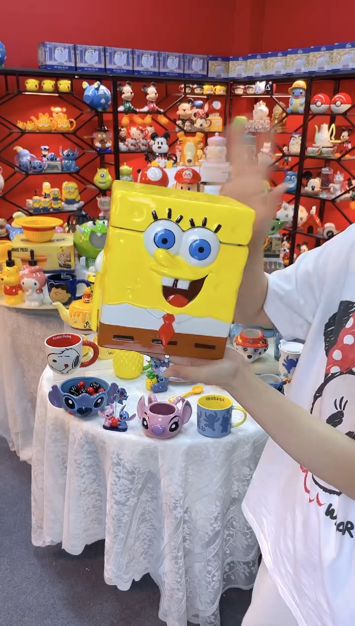 【闪购商品】.@@海绵宝宝陶瓷饼干罐