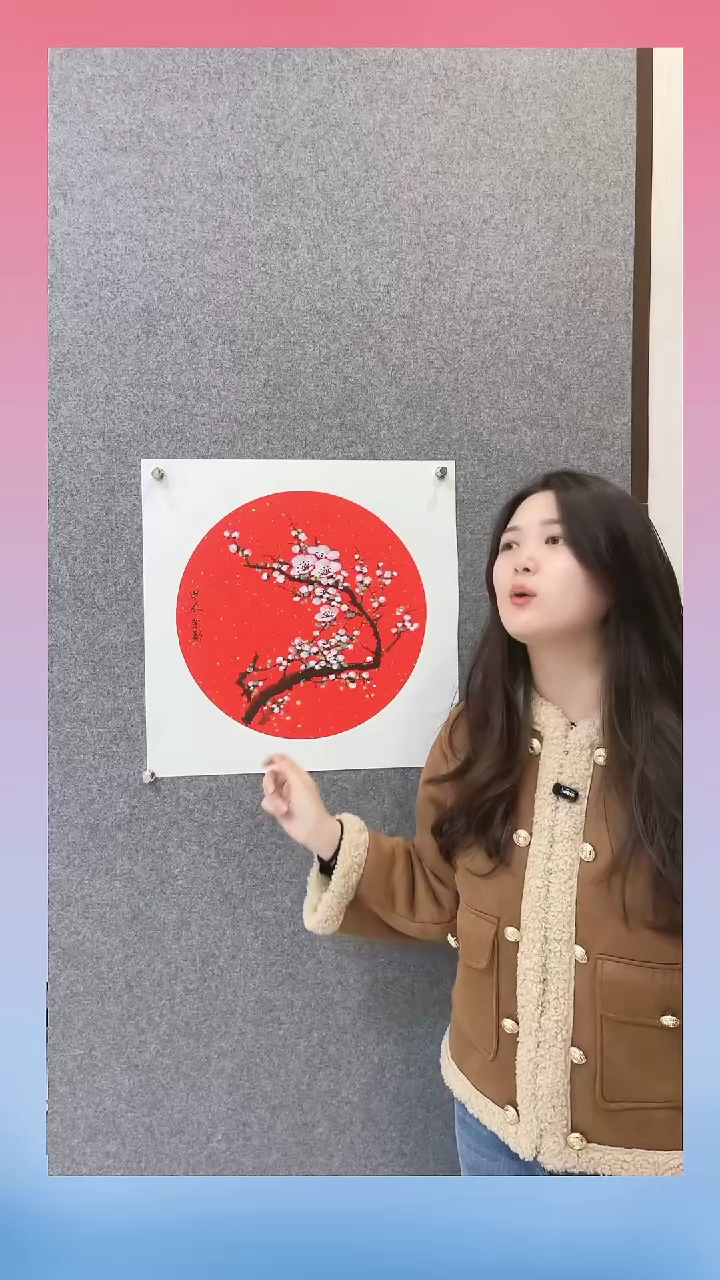 【闪购商品】国画许老师 写意花鸟《白梅》50X50卡纸