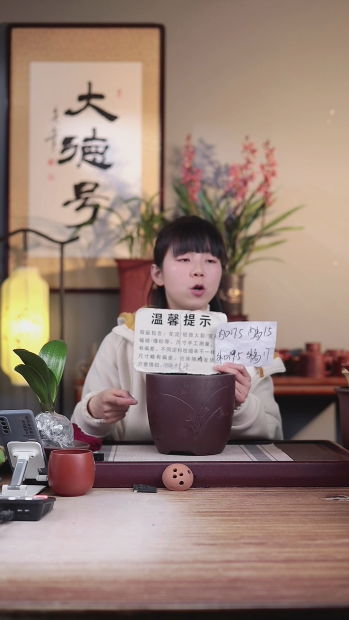 【闪购商品】紫砂花盆瑕疵胭脂红3号君子兰盆一只无托盘