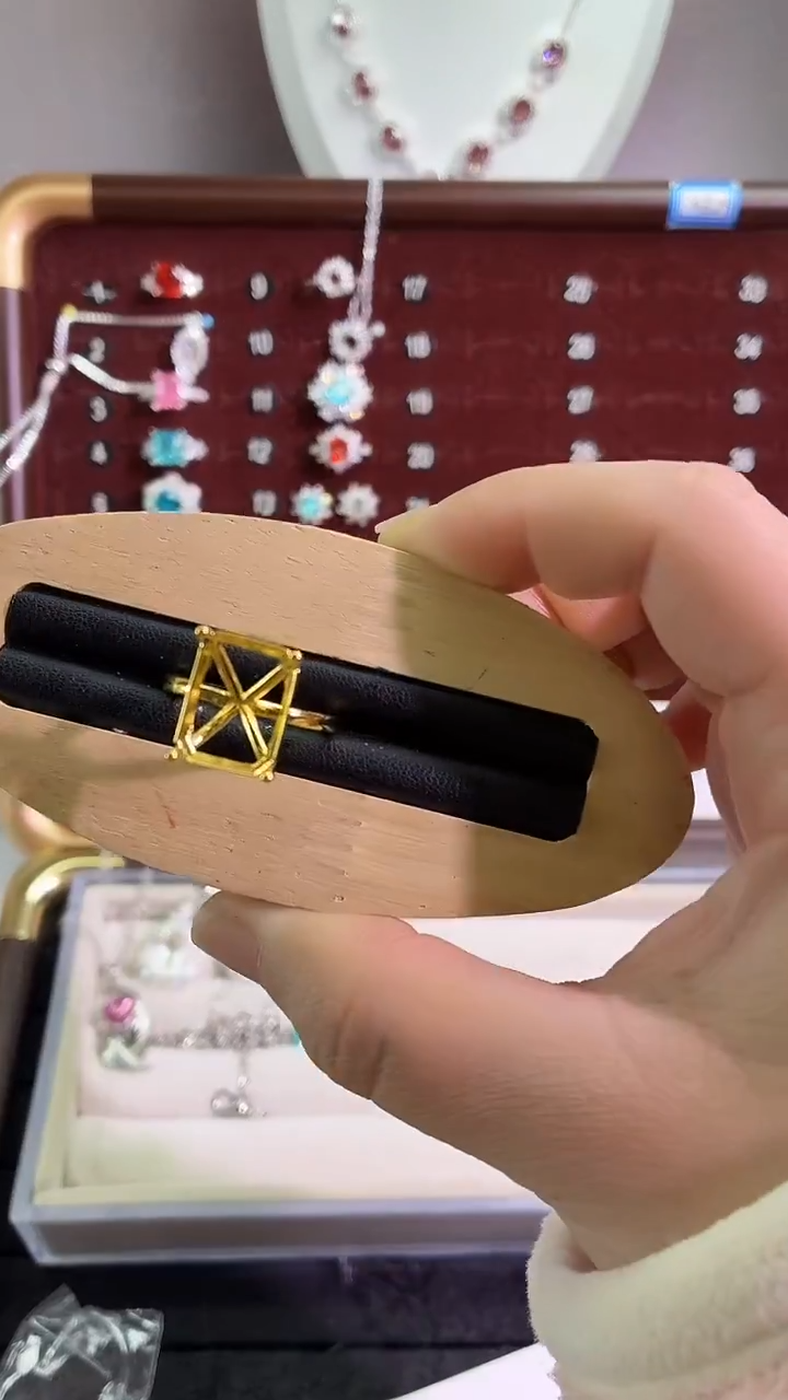 锆石铜合金16号10*14倒角【冰花】戒托