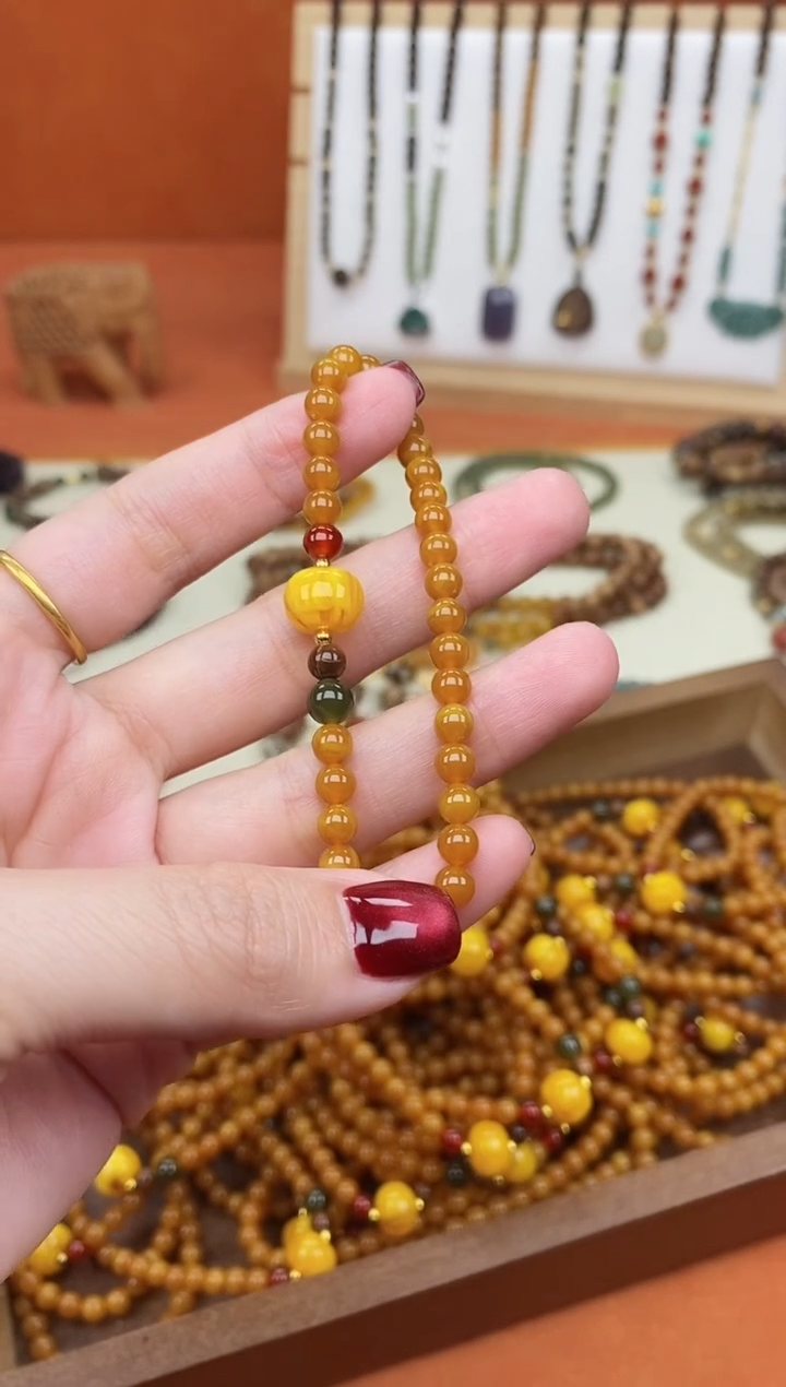 手链蜜蜡未镶嵌单圈蜜蜡05和田玛瑙手串