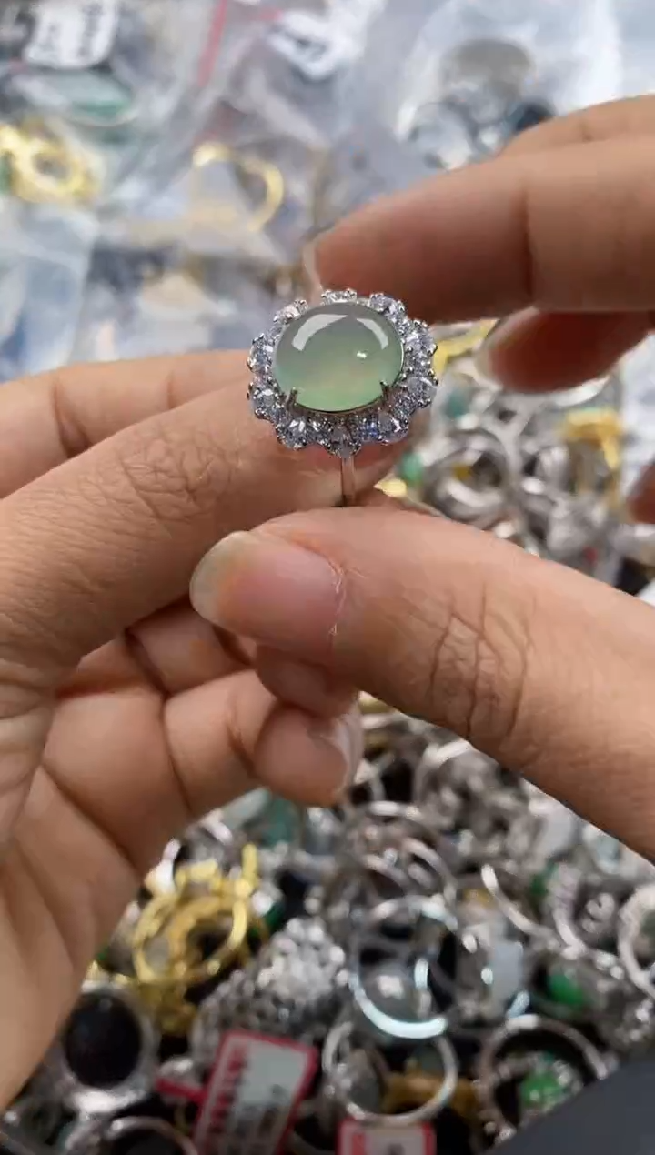 银S925镶嵌戒指翡翠777---4