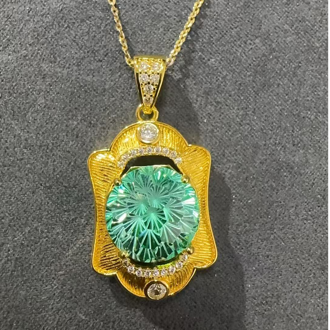 吊坠 福玺甄选绿圆黄吊坠8138