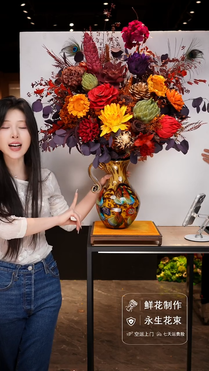 手工艺品琉璃手工花器花束空运包邮送货上门-以图片为准  