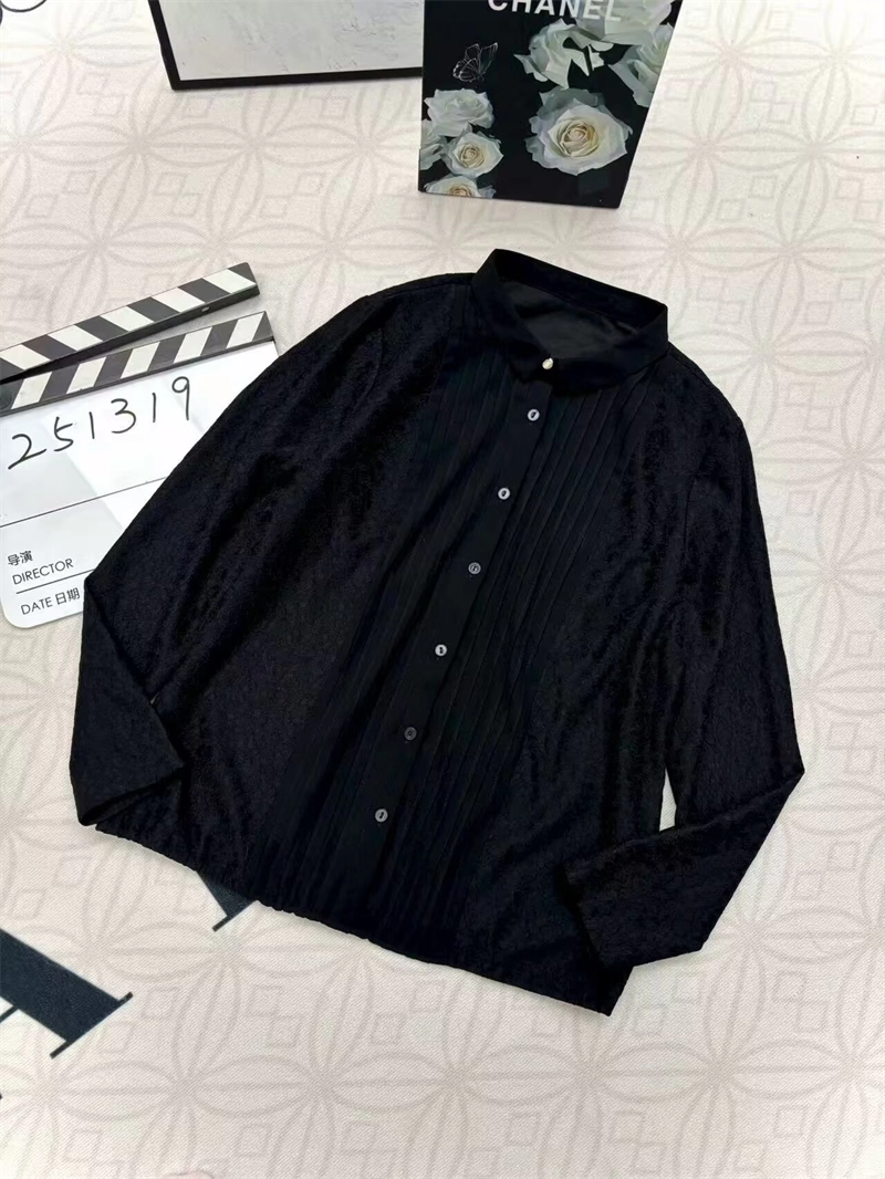 菲玛掂251319正品2025秋季新款POLO领蕾丝衬衫宽松百搭时尚女上衣