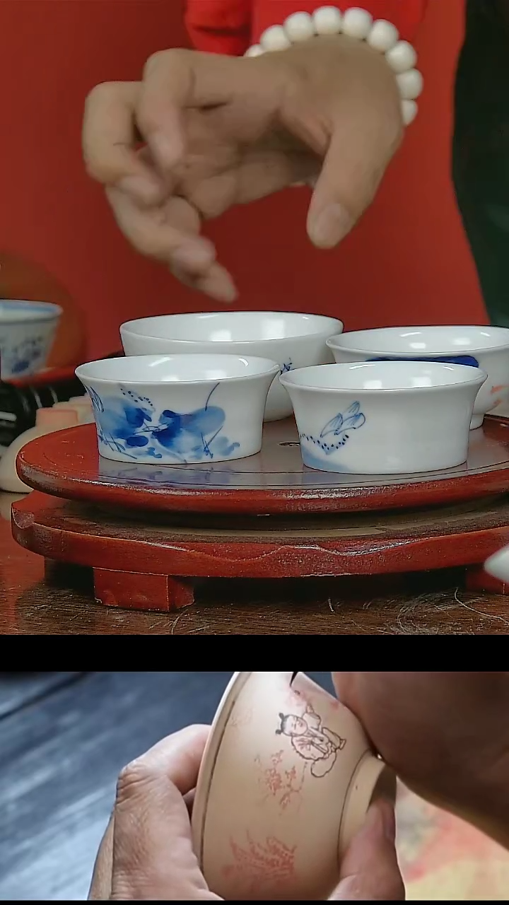 【闪购商品】046国营推荐青花写意风格杯四只