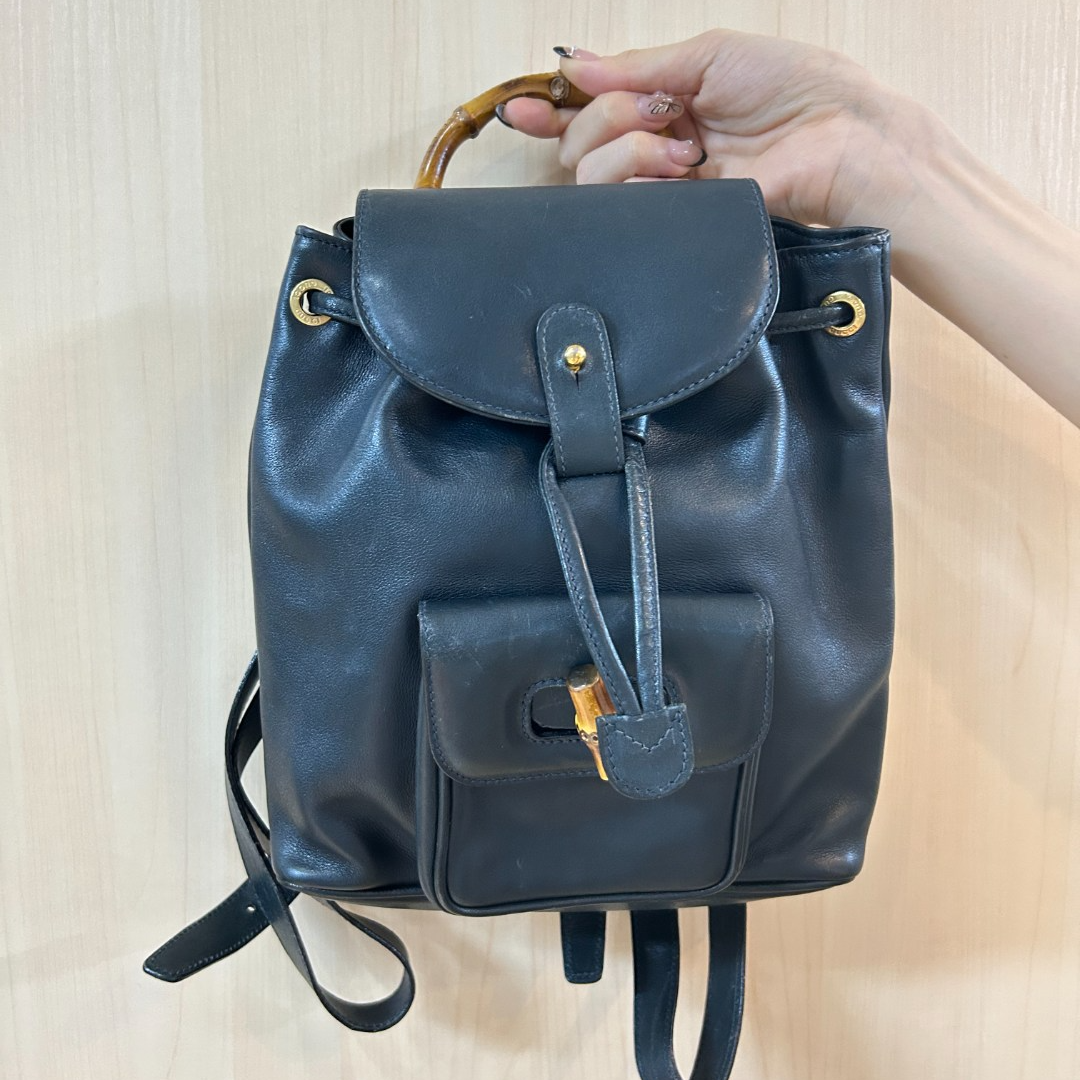 95新 GUCCI/古驰 黑色双肩包/云海优选/H21836