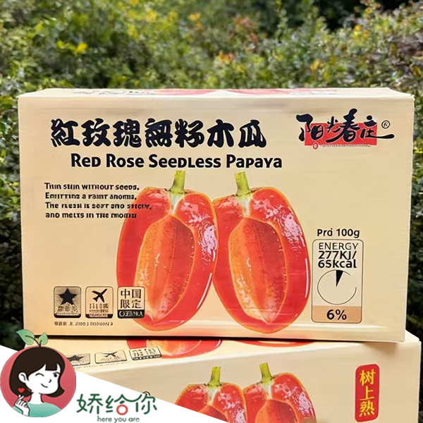 【顺丰包邮】季节限量海南红玫瑰橘红无籽木瓜约4.8斤左右礼盒装