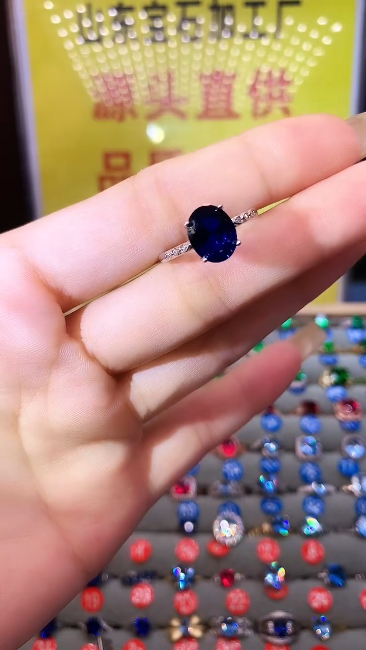 蓝宝石戒指银S925镶嵌........