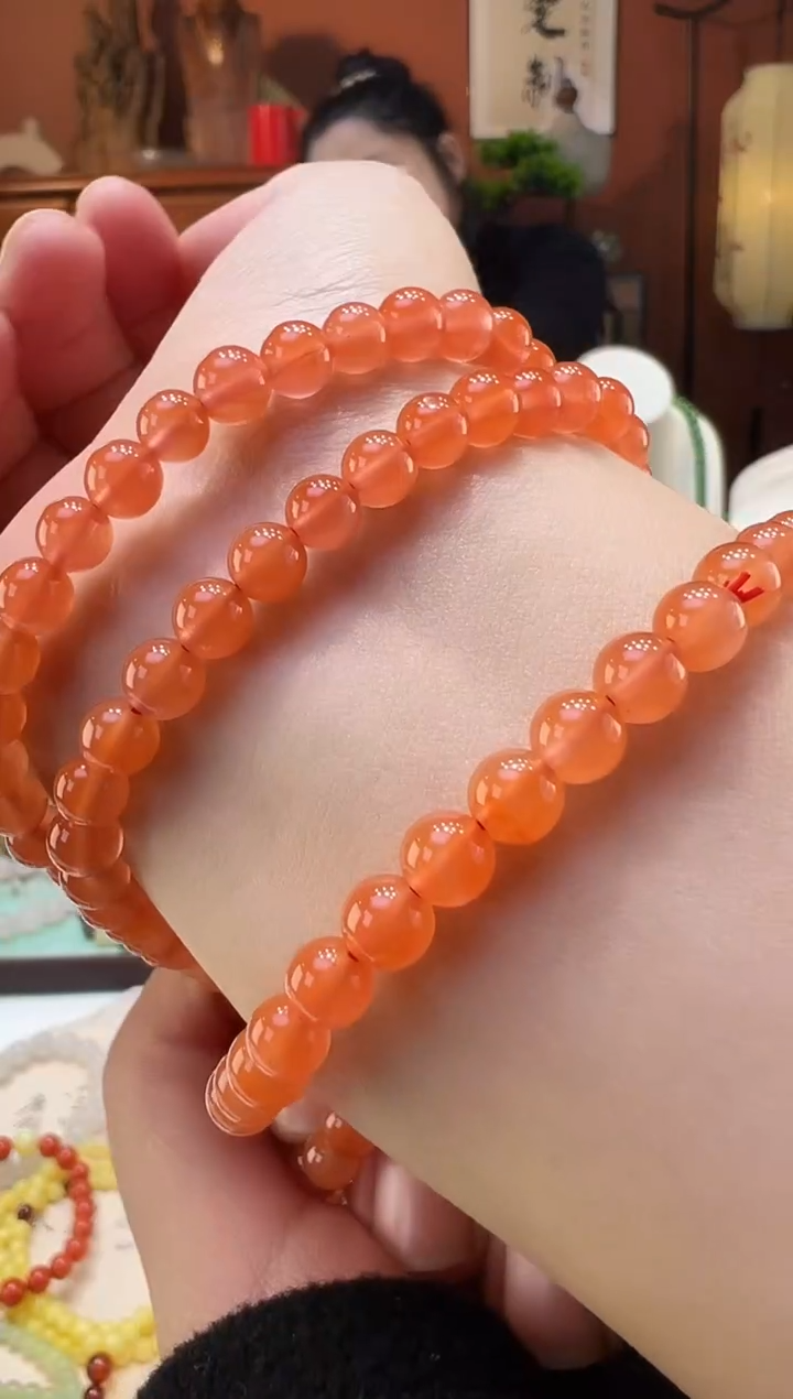 【闪购商品】南红玛瑙手链未镶嵌南红6mm三圈