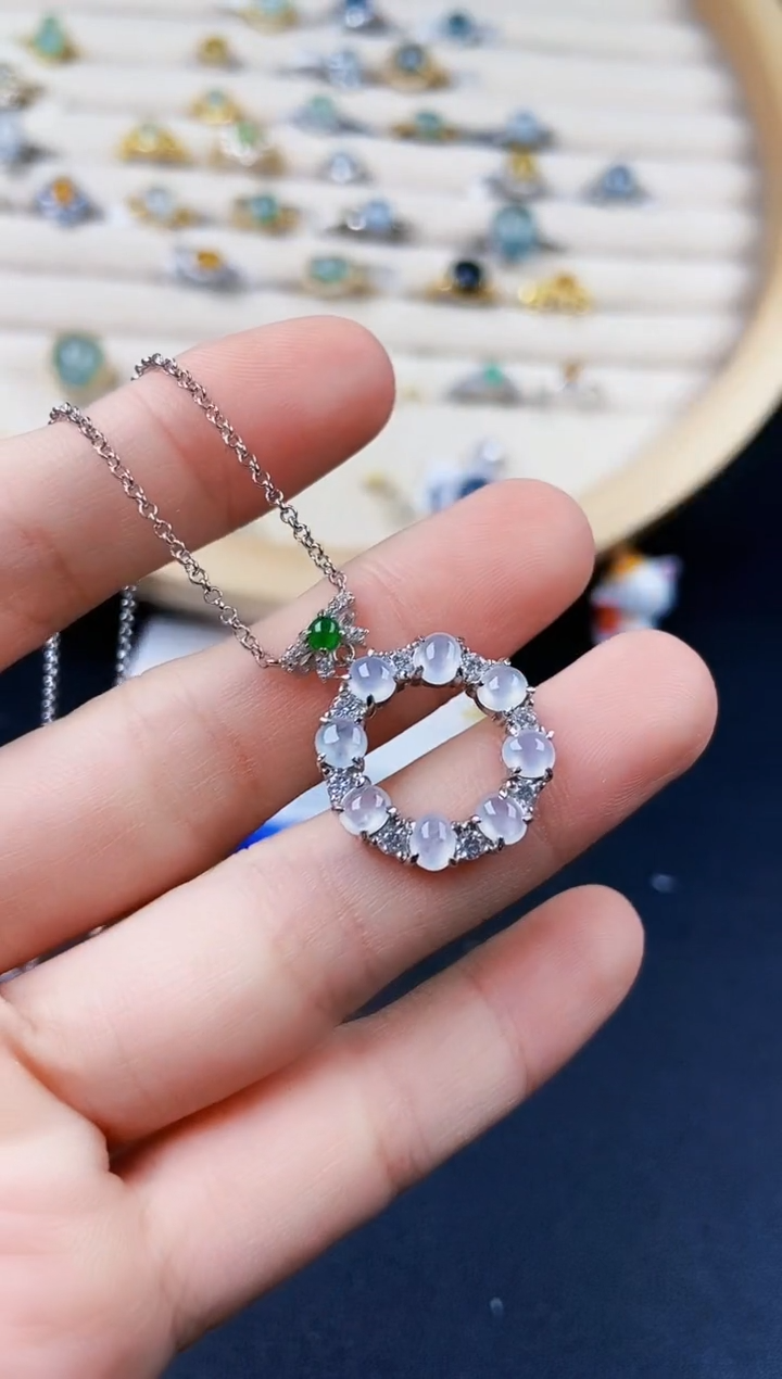 【闪购商品】翡翠颈饰银S925镶嵌45664