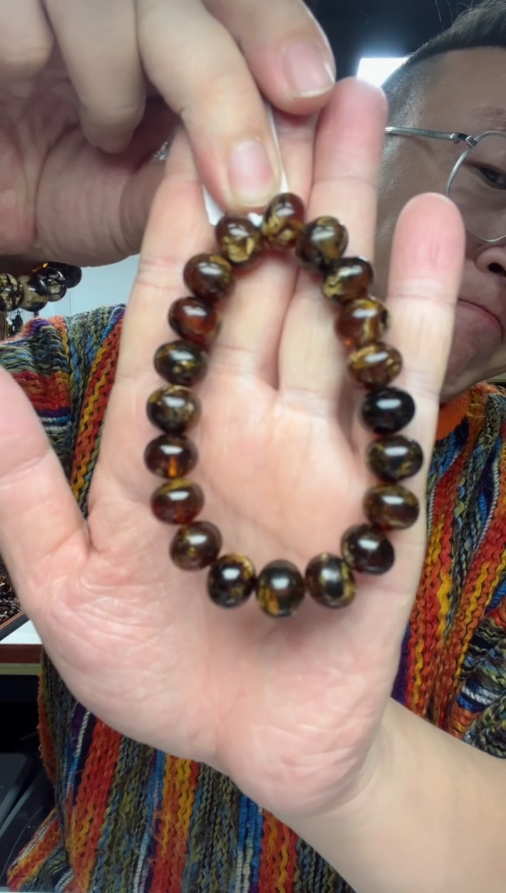 【闪购商品】琥珀裸石未镶嵌抚顺琥珀花珀12+手串