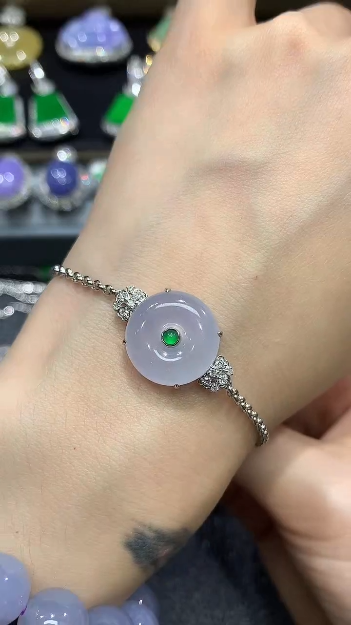 【闪购商品】翡翠手链18K金镶嵌12团购