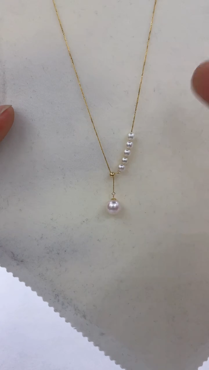 颈饰18K金镶嵌海水珍珠  