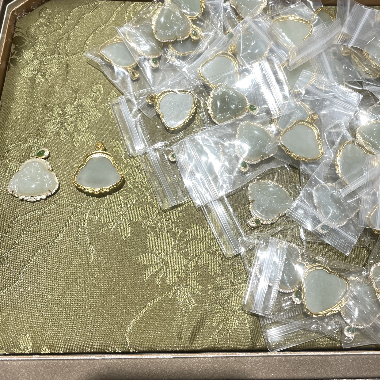 和田玉银镶晴水28mm佛公挂件（多样性发1件）#C57