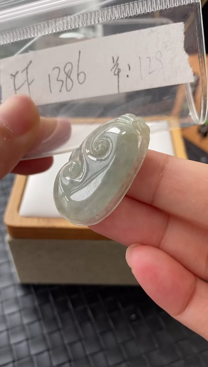 吊坠(不含链)银S925镶嵌翡翠FF1386