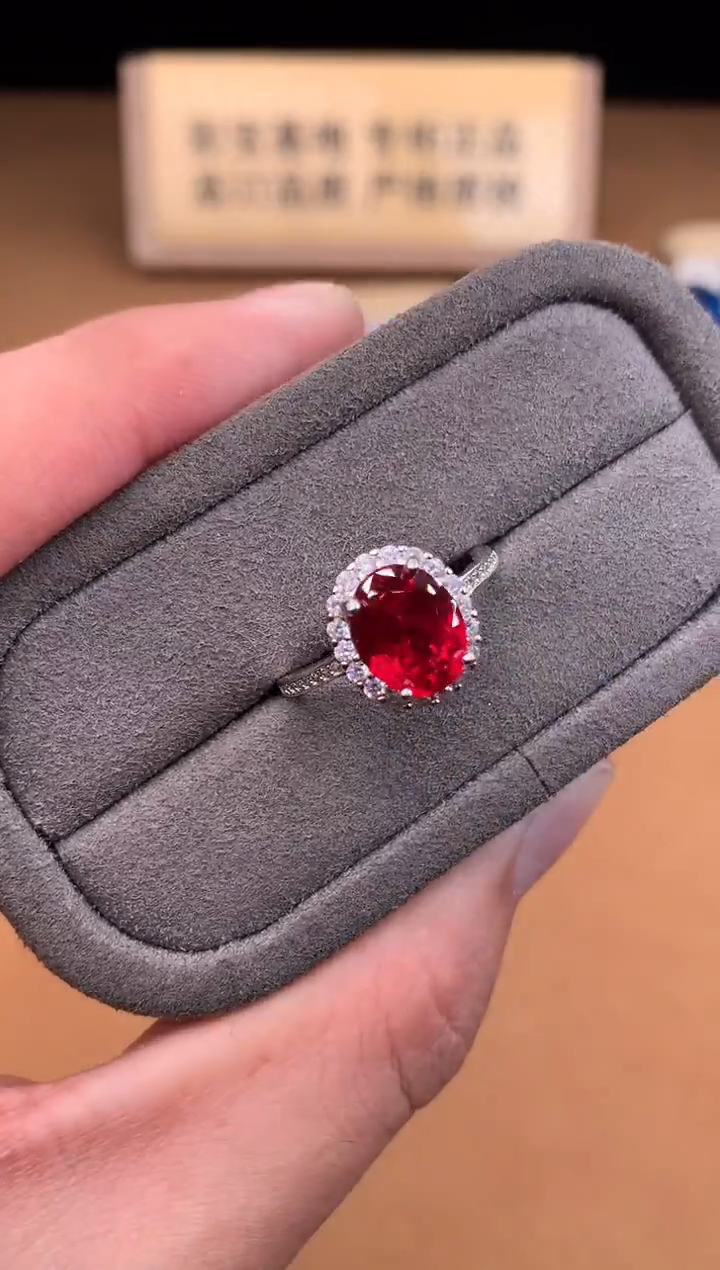 银S925镶嵌戒指红宝石1111