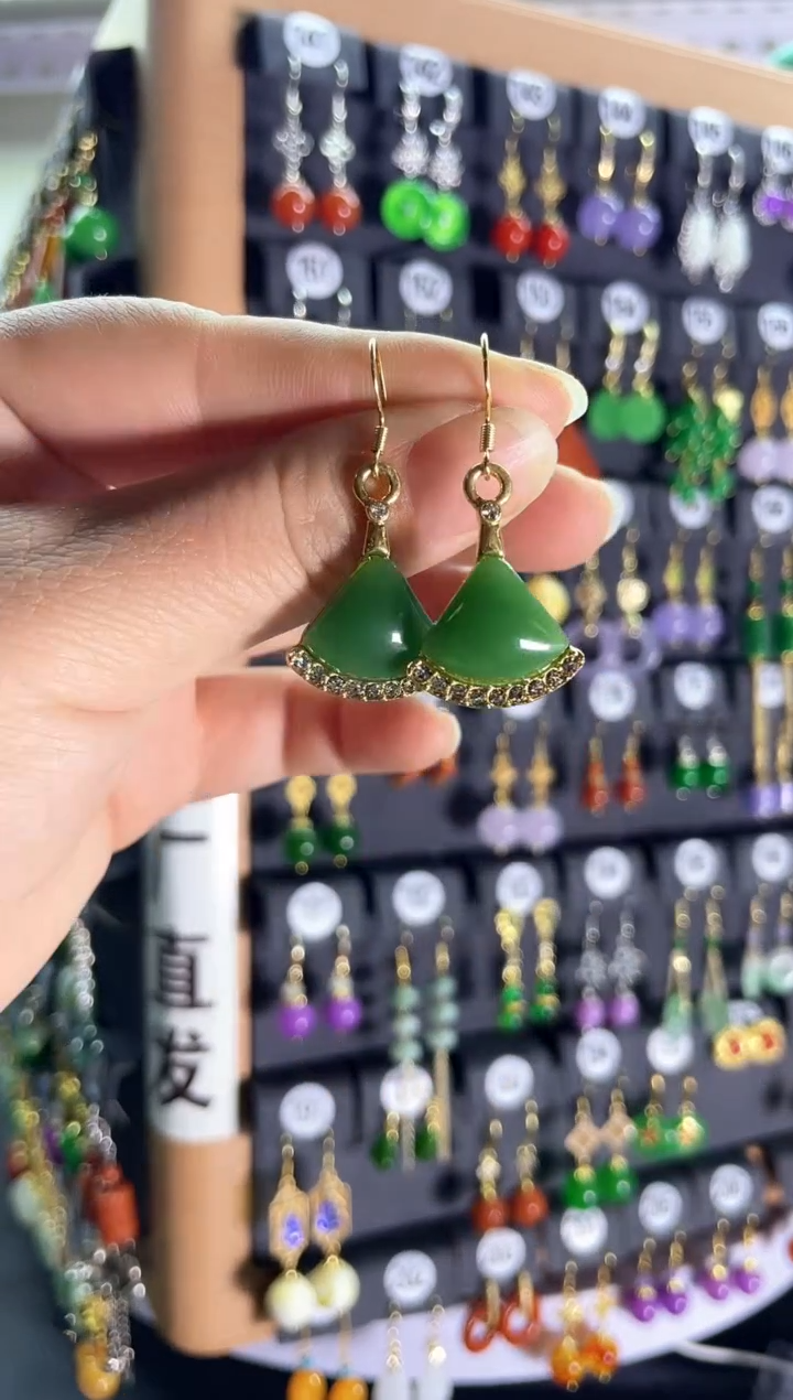 【闪购商品】和田玉耳饰银S925镶嵌022