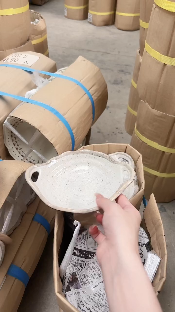 陶瓷新款白唐津双耳盘18cm一个