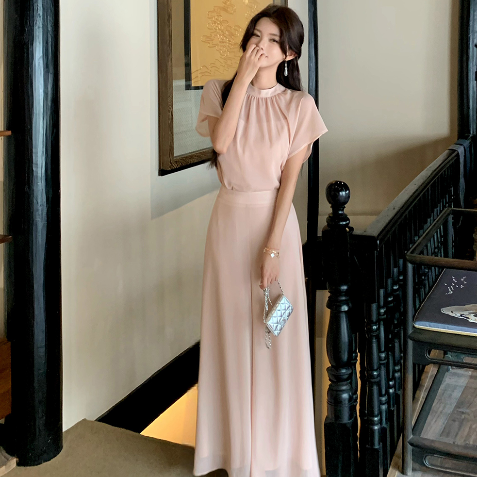 佐佐家小个子姐系贵感气质欧若风上衣高腰阔腿裤套装夏季女两件套