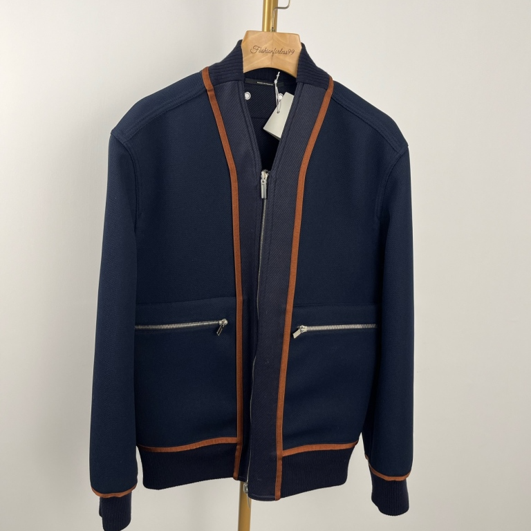 99新 Hermes/爱马仕 藏蓝色条纹夹克外套 44 12期免息 11109232