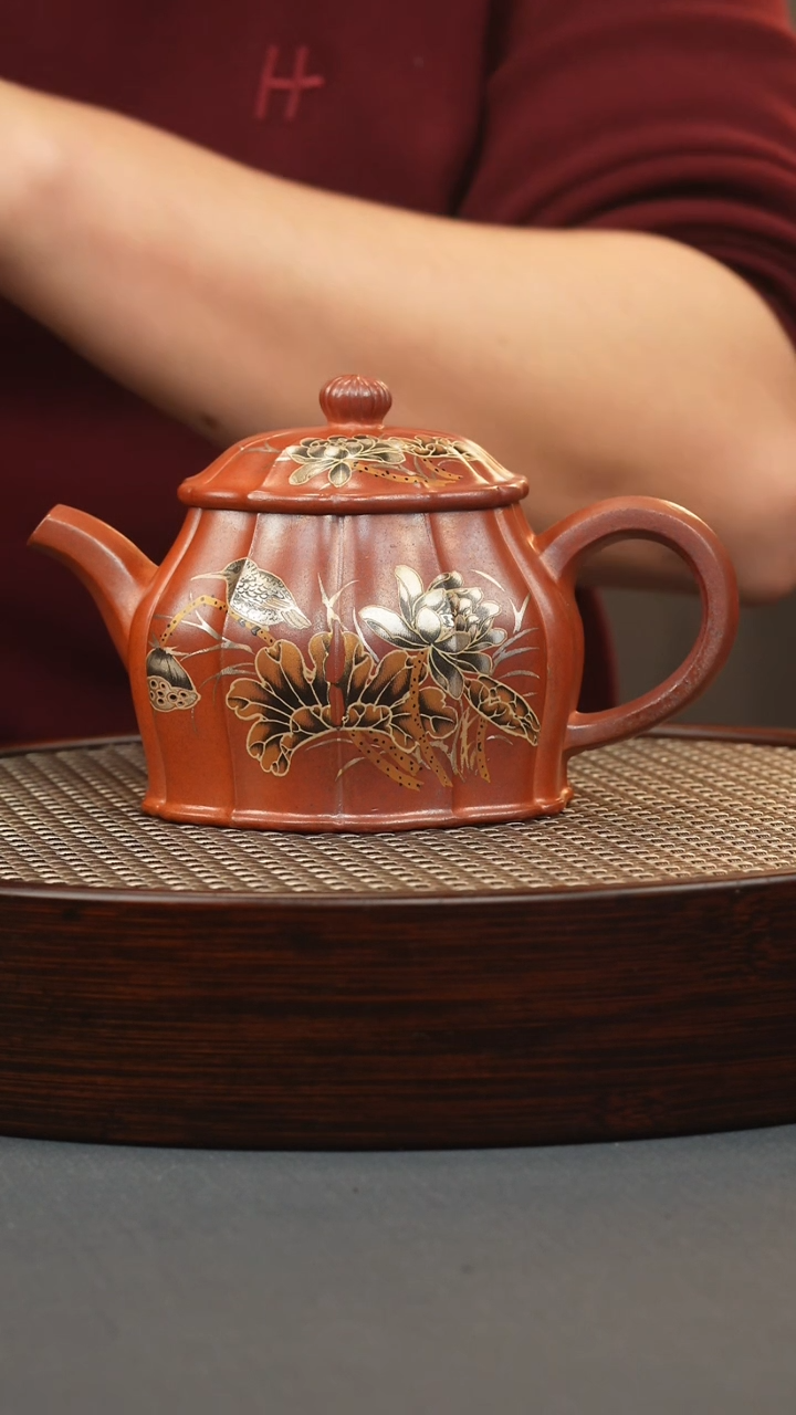 【闪购商品】紫砂茶壶火云烧 筋纹宫灯 花鸟