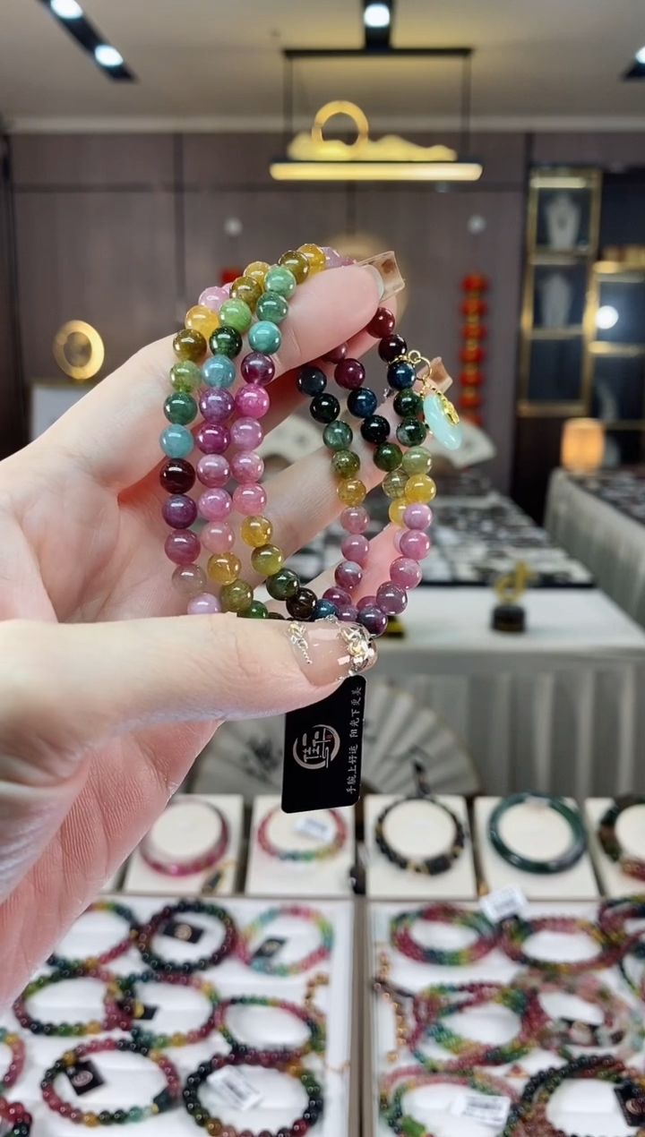 【闪购商品】碧玺三圈手串6mm+未镶嵌一物一证dan