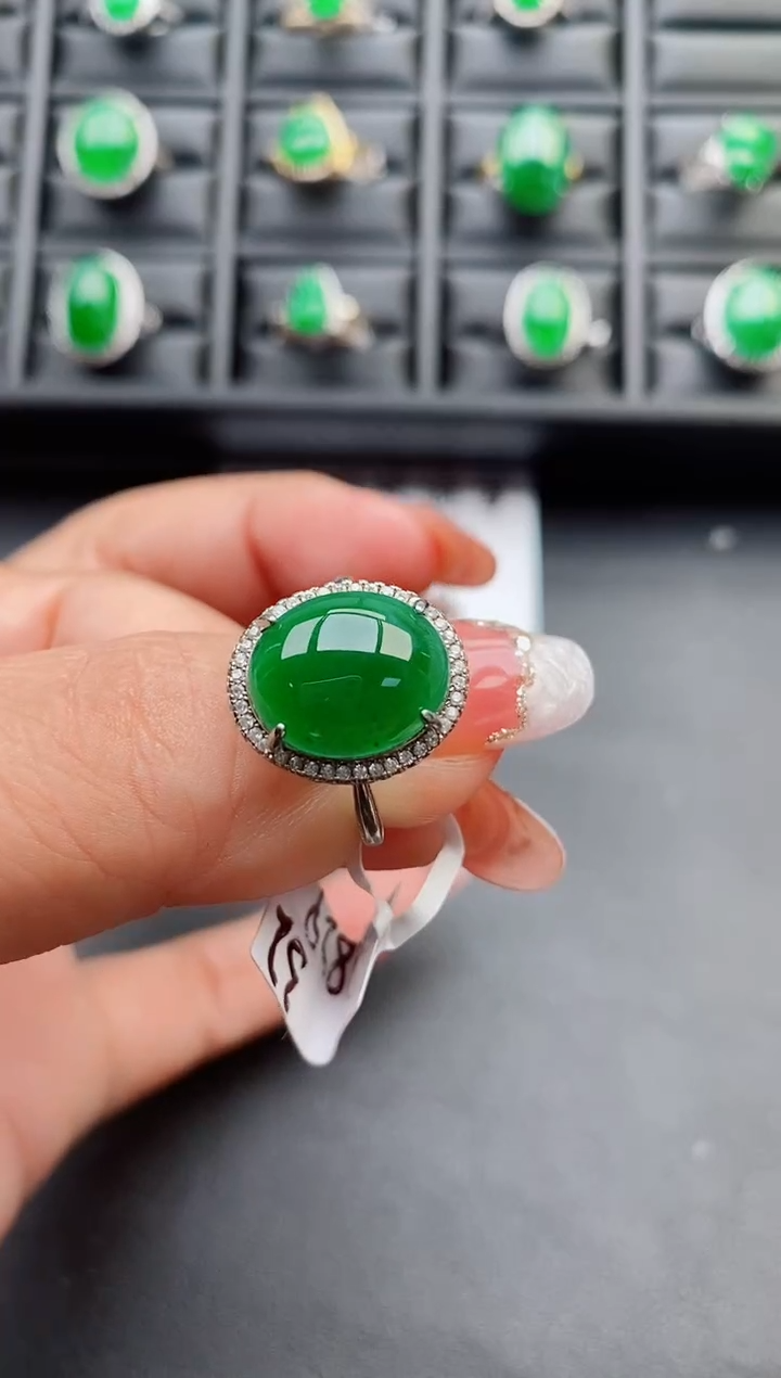 【闪购商品】翡翠戒指银S925镶嵌50800