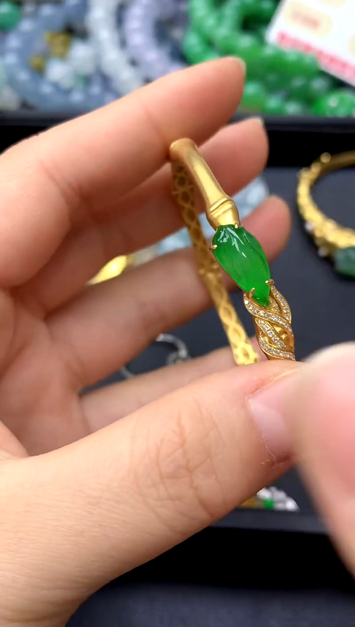 18K金镶嵌手镯翡翠548-中国好珍宝