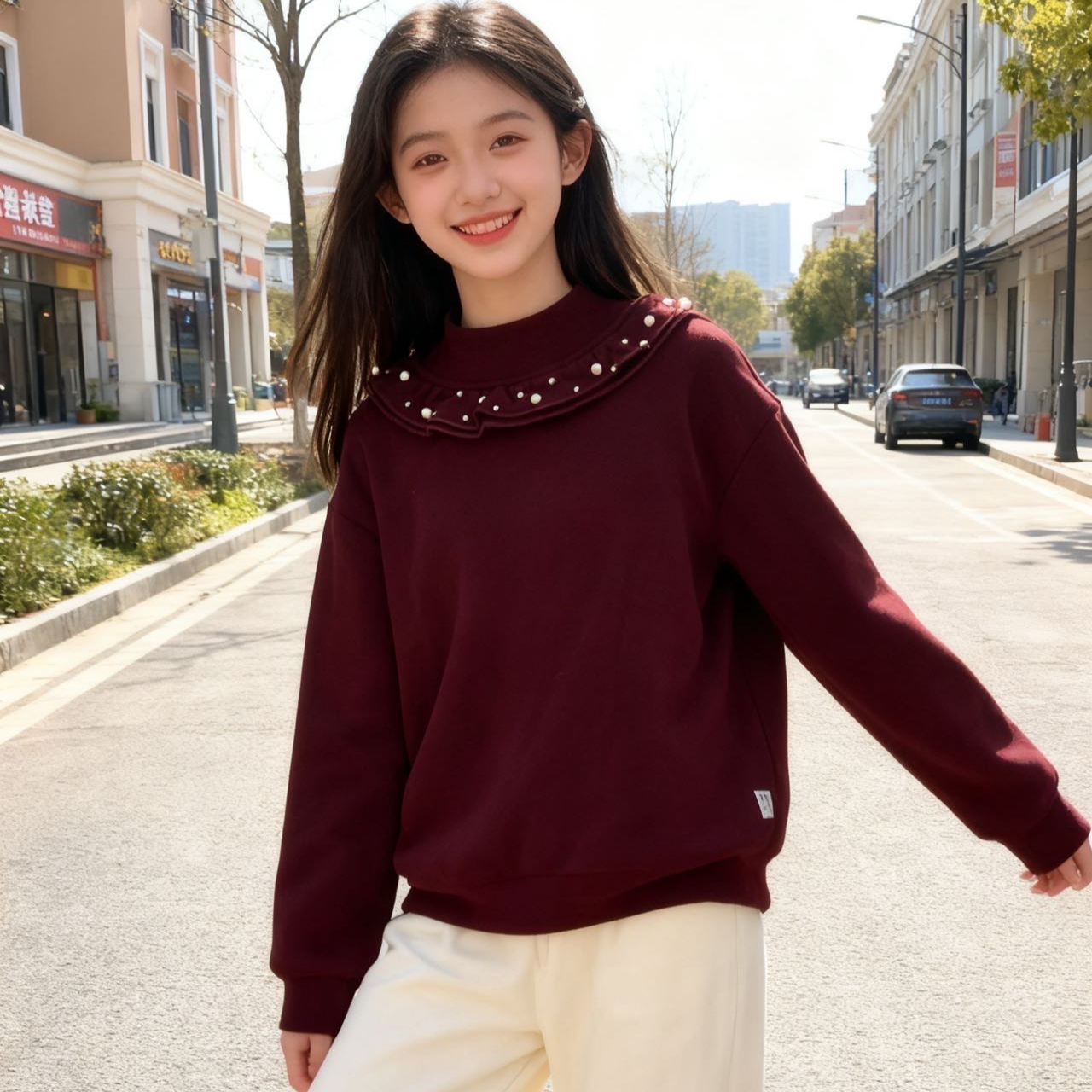 817高端专享儿童冬季蚕丝打底衫红色