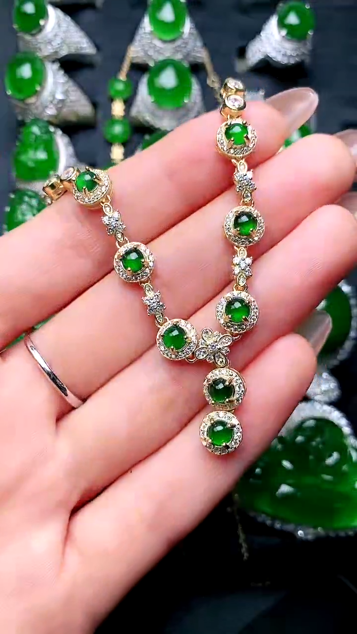 【闪购商品】翡翠项链银S925镶嵌项链