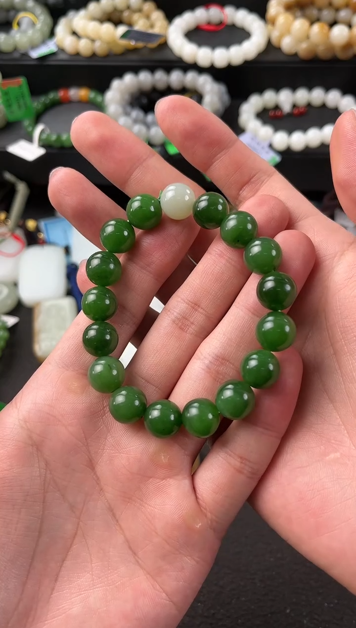 【闪购商品】和田玉手串未镶嵌和田碧玉手串卡12mm微色差