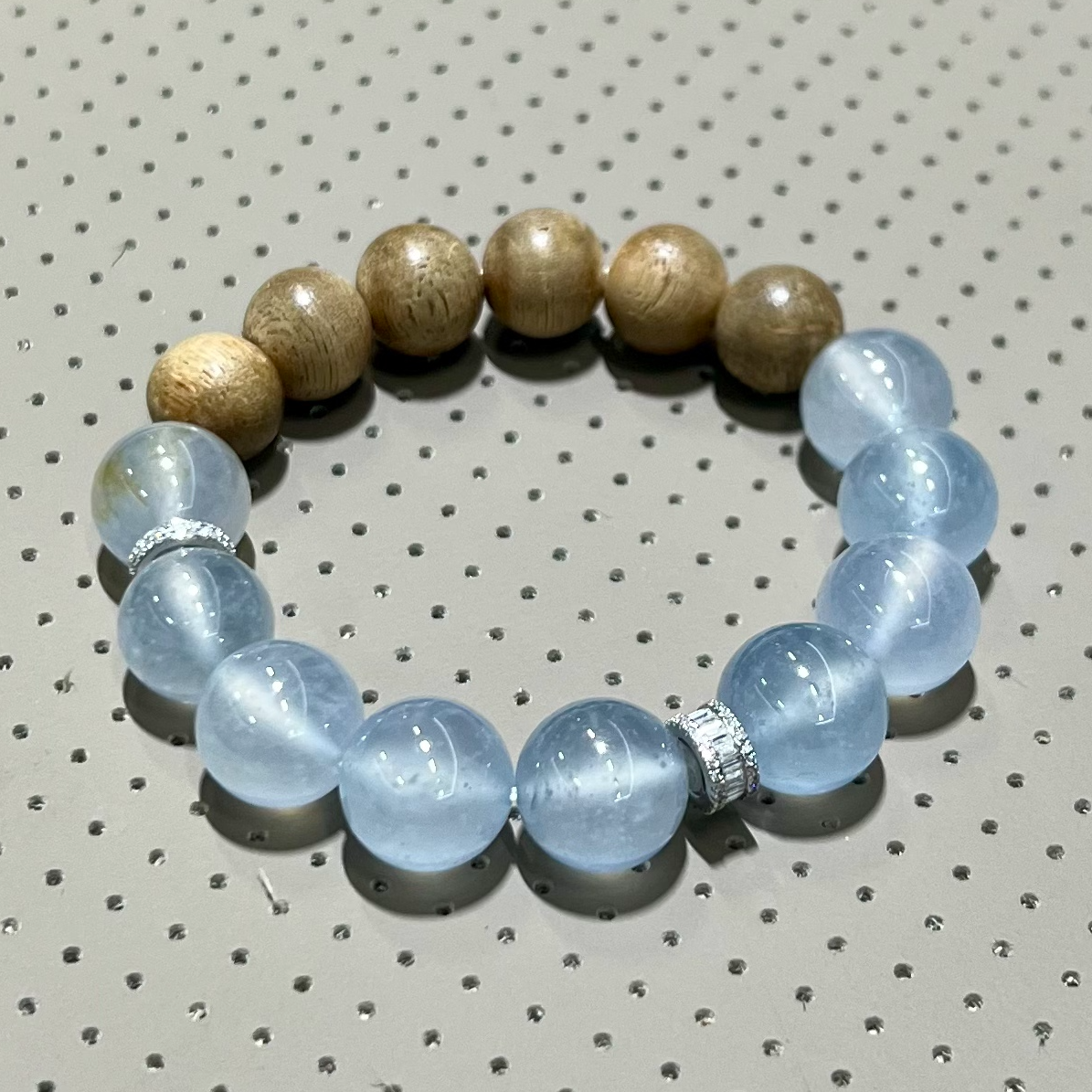 天然缅甸A货翡翠冰蓝刚卡13mm手串