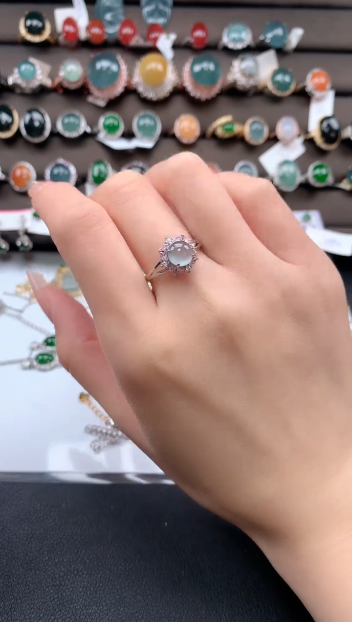 【闪购商品】翡翠戒指银S925镶嵌00001