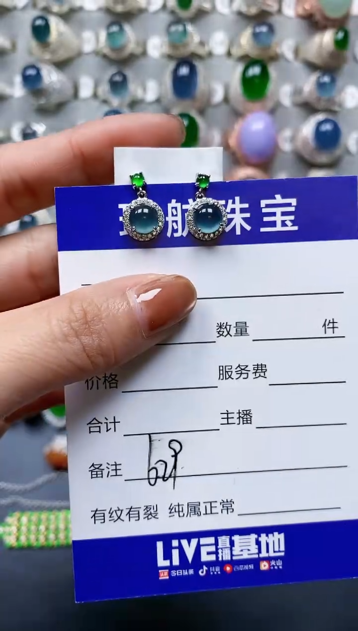 【闪购商品】翡翠耳饰银S925镶嵌0629