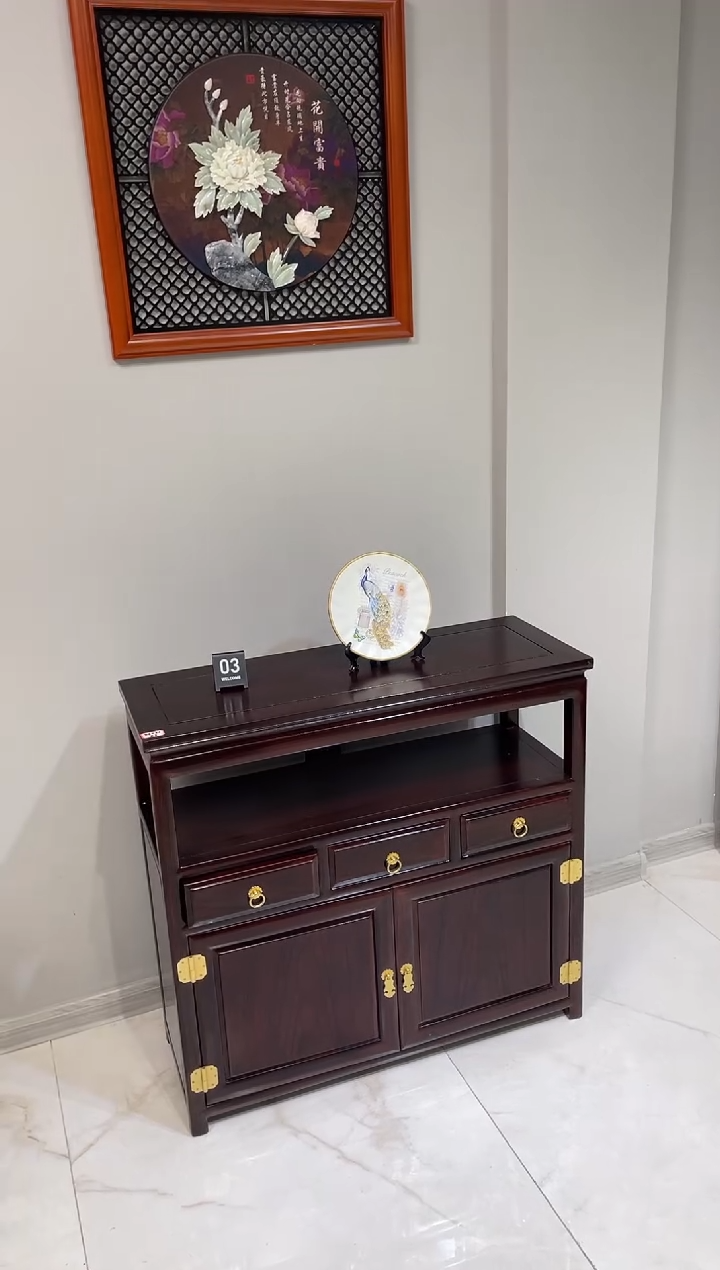 黑酸枝木类成套家具玄关柜