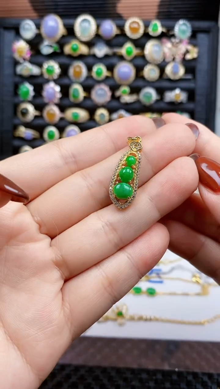 银S925镶嵌戒指翡翠200