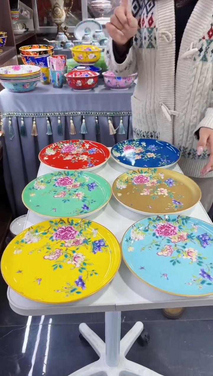 珐琅 8英寸满花深盘6个专场福利