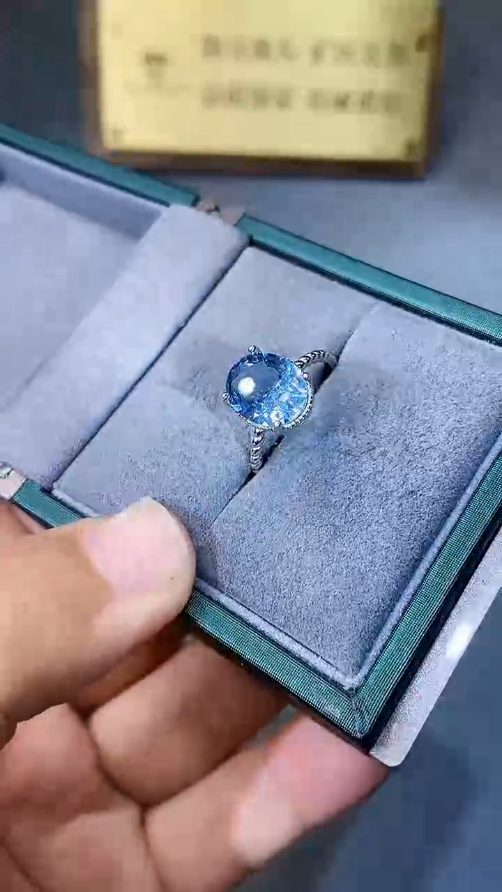 【闪购商品】海蓝宝石戒指银S925镶嵌1564