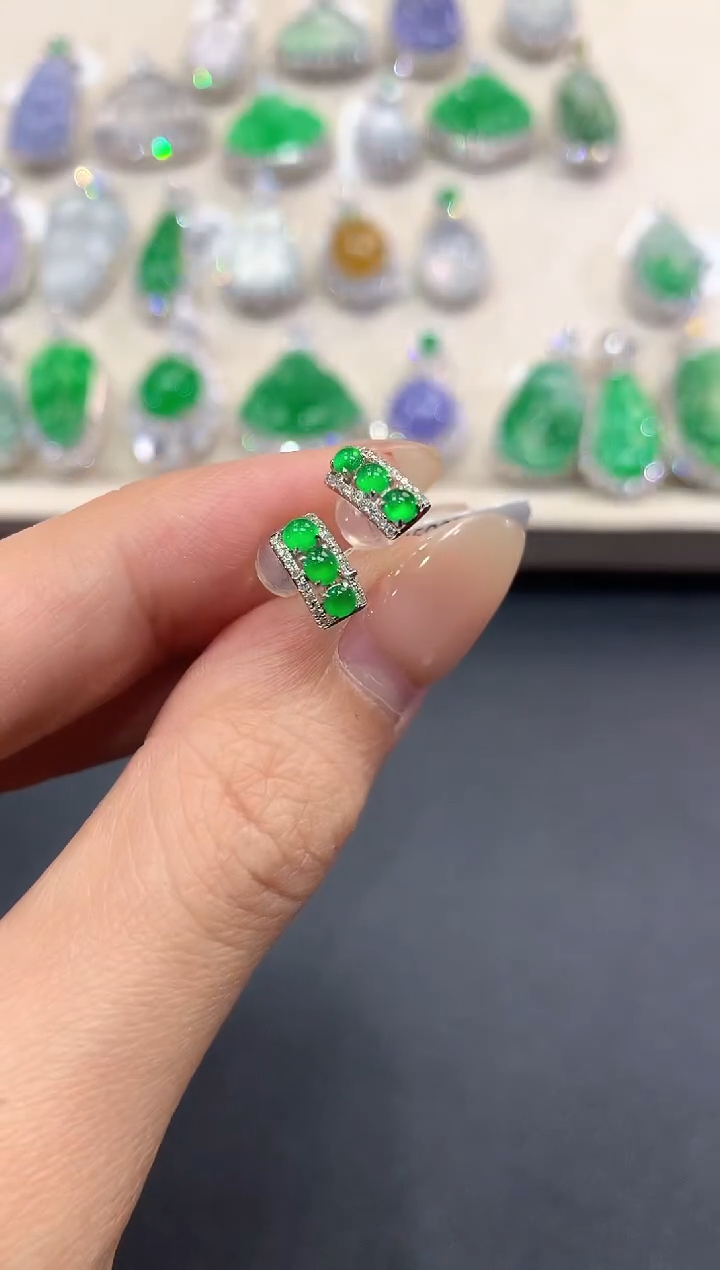 【闪购商品】翡翠耳饰18K金镶嵌a58多样性一件发货