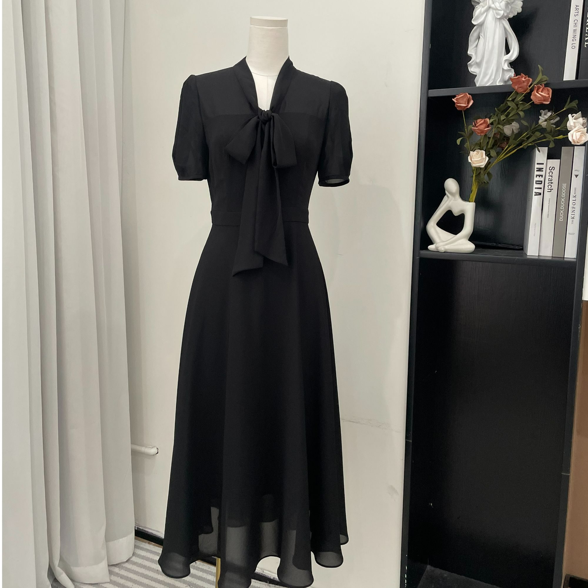 拉夏贝尔25夏显瘦气质小众轻奢赫本风长裙礼服连衣裙裤 15515QCK