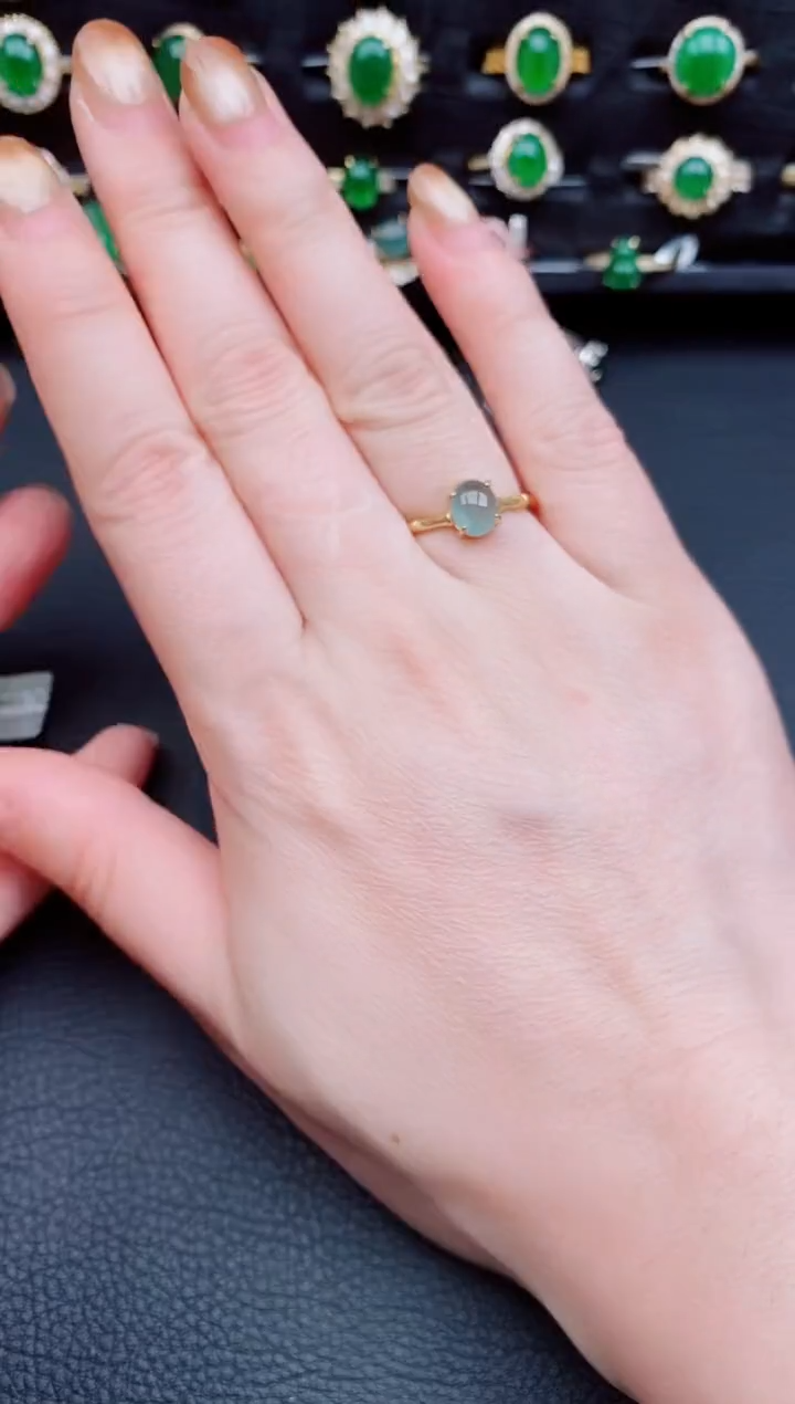 【闪购商品】翡翠戒指银S925镶嵌天然a货翡翠11