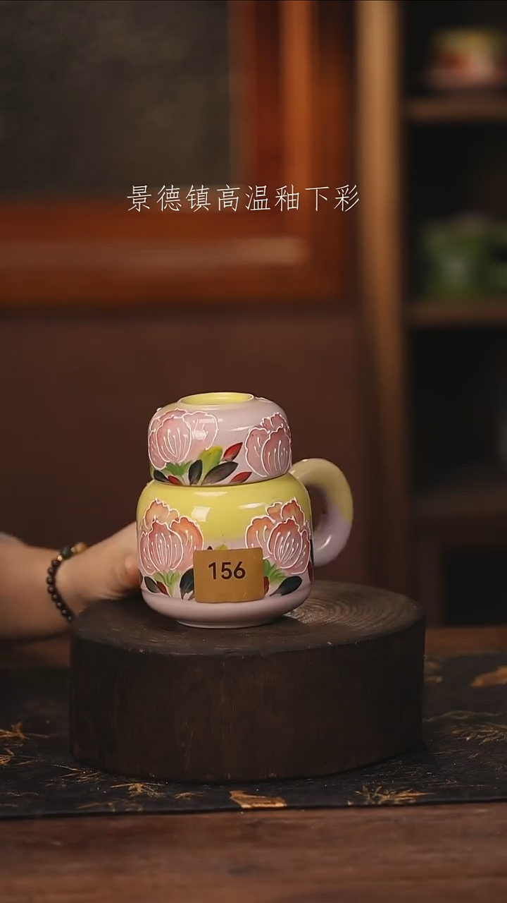 陶瓷景德镇高温釉下手绘陶瓷@L156@