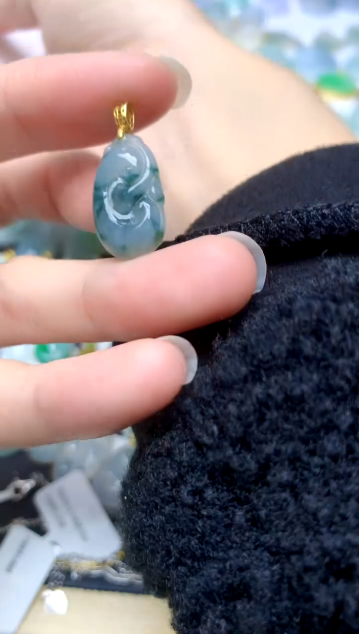 颈饰银S925镶嵌翡翠天然A货翡翠