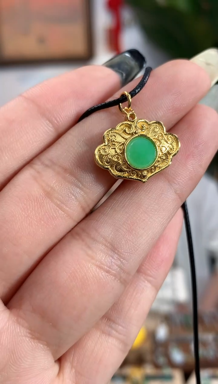 翡翠银S925镶嵌吊坠(不含链)【挽石珠宝】天然缅甸翡翠吊坠